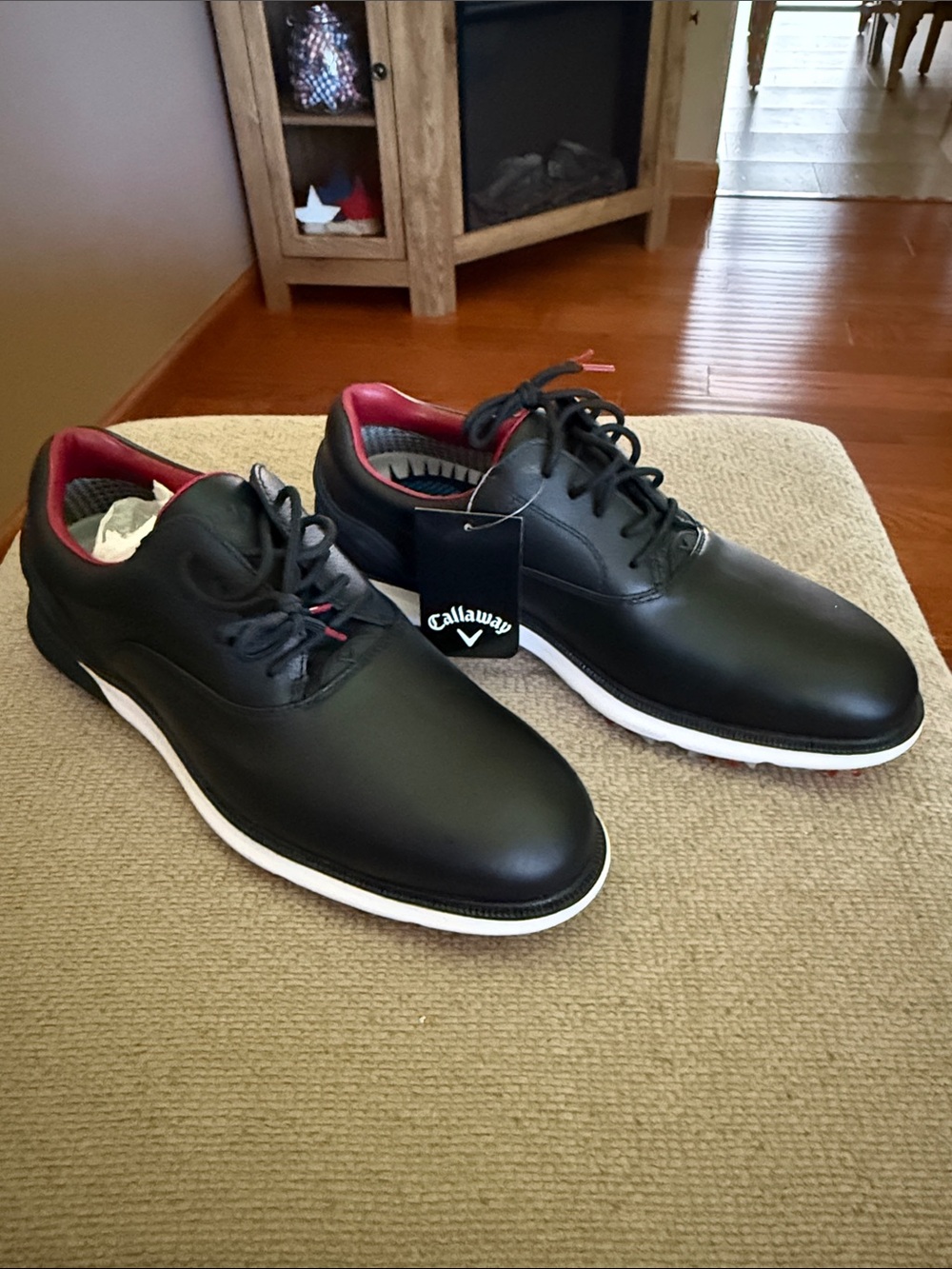 Callaway Black Golf Shoes with Red Lining and White Sole Brand New with tags